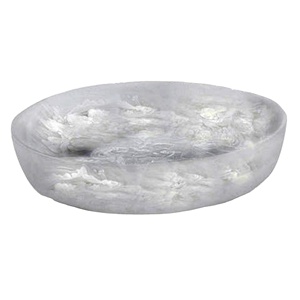 Tazón Redondo Poco Profundo de Resina Translúcida Blanca con Remolino Brillante, Tazón de Cristal Opaco, Tazones para Servir Hechos a Mano, Vajilla Decorativa - Product Image 1