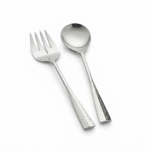 Ensemble de serveurs à salade de style arabe, finition martelée en métal, résistant au lave-vaisselle, cuillère et fourchette de service créatives - Product Image 1