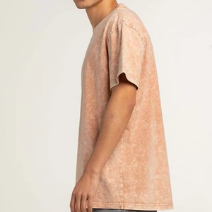 เสื้อยืดพรีเมียมผู้ชายสไตล์วินเทจสีพีชฟอกสีแบบเอซิดวอชทรงโอเวอร์ไซส์แนวสตรีทแวร์ ย้อมสีตามสั่ง ผลิตแบบ ODM ผ้าฝ้ายเนื้อนุ่ม - Product Image 5