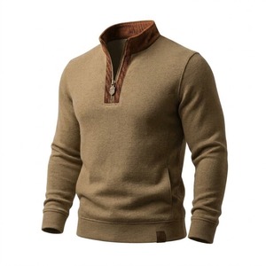 Wholesale 2026 Fall Winter <b>Men's</b> Quarter Zip <b>Sweater</b> Slim Fit Casual Knitted <b>Turtleneck</b> Pullover Mock Neck Polo <b>Sweater</b> - Product Image 1
