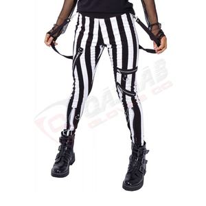 Noir-blanc Slim Fit Anti-Rides En Gros Respirant Leggings Rayé-goth En Plein Air Mode Punk-pantalon Gothique-pantalon - Product Image 1