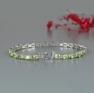 Natural Peridot Stone <b>Charm</b> Bracelet 925 Sterling Silver Green Gemstone Crystal Handmade Fine Jewelry Gift for Women Party - Product Image 1