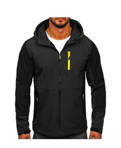 Veste en polaire noire pour homme de qualité supérieure avec fermeture éclair vert fluo, à capuche, coupe-vent, décontractée, pour l'hiver, coupe classique, fournisseur OEM - Product Image 6