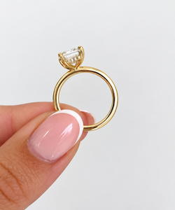 Bague de fiançailles classique solitaire en diamant de laboratoire taille émeraude pour femme, plaquée or rose, pour anniversaire de mariage et cadeau - Product Image 3