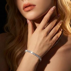 Silver Plated Moissanite Tennis Bracelet for Certified Trendy Diamond Alternative Bridal Wedding Party <b>Gift</b> Unisex Anniversary - Product Image 2