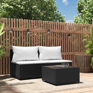 Ensemble de salon de jardin avec cadre noir et coussins blancs pour l'aménagement de votre jardin - Product Image 1