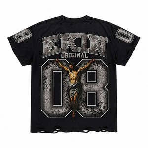 Customized Hip-Hop Streetwear Shirt Urban Street Fashion Men's Apparel Black Oversized Breathable <b>Mesh</b> American Football Jersey - Product Image 2