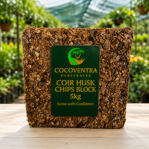 Bloque de 5 kg de Fibra de Coco (75%) y Virutas de Cáscara de Coco (25%), Triple Lavado, Grado Exportación, Premium, Sustratos para Reptiles, Mezcla para Orquídeas, Bajo EC, India - Product Image 1