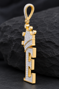 Pendentif Couronne Hip Hop Lettre E Personnalisée en Argent Sterling 925 Moissanite Sertie, Bijou Statement Streetwear pour Homme, Cadeau de Luxe - Product Image 3