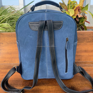 Boot Stitch Mochila de cuero de gamuza azul tooled a mano Western Floral Travel Luxury Hand Stitch Mochila pequeña de cuero para mujer - Product Image 5