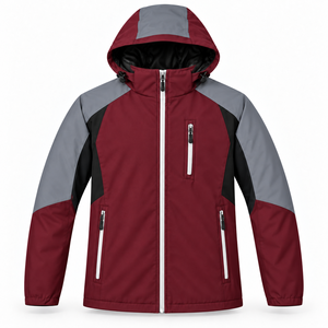 Veste softshell d'hiver pour homme, randonnée en plein air, capuche réglable, fermeture éclair intégrale, poches zippées, couleurs contrastées, logo d'entreprise personnalisé, texte, camping - Product Image 1
