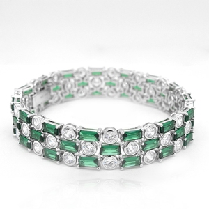 LAVINA Vintage Sterling <b>Silver</b> Zircon Tennis Micro Insert Luxury Unisex <b>Bracelet</b> - Product Image 1
