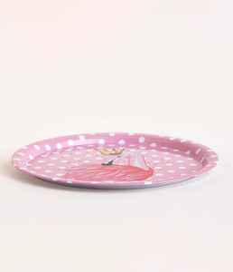 Ensemble de 2 plateaux de service Flamingo Polka, écologiques, durables, non toxiques, en tôle de qualité alimentaire, assiettes roses pour enfants, pour les fêtes - Product Image 2