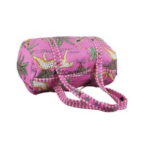 Bolsa de lona acolchada vintage hecha a mano para mujer, grande, de algodón, para fin de semana, viajes, compras, con cremallera, de color sólido, para playa, primavera, invierno - Product Image 5