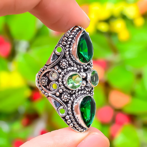 <b>Chrome</b> Diopside Silver Ring Green Stone Ring 925 Sterling Silver Handmade Ring for Her - Product Image 2