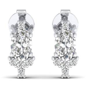 REYES Exquisite 925 Sterling Silver Oval Cut 0.91 Carat CVD Lab Grown Diamond Screw Back <b>Stud</b> <b>Earrings</b> For Women <b>Fine</b> Jewelry - Product Image 2