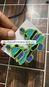 Pendientes de aro con cuentas y bordados hechos a mano, para fiestas festivas, pendientes de moda. - Product Image 5