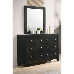 Comò Moderno Contemporaneo a 6 Cassetti, 1 Pezzo, con Piano in Finto Marmo Bianco e Finitura Nera, Arredamento Camera da Letto - Product Image 4