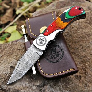 Cuchillo de Bolsillo Plegable Clásico UA Supplies, Hecho a Mano en Damasco, con Bloqueo de Seguridad, para Caza y Uso Industrial, Garantía de 1 Año, 6.5 Pulgadas, Personalizado - Product Image 2