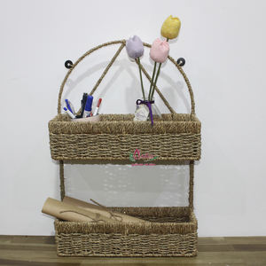 High Quality Seagrass <b>Magazine</b> <b>Rack</b> Bookshelf, Handmade Woven Raw Material Crafts for Home Decor - Product Image 3