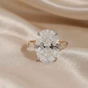 Anillo de Compromiso con Diamante Cultivado en Laboratorio de Corte Ovalado, Anillo de Novia Moderno Unisex, Plata de Ley 925 con Baño de Rodio, Anillo de Boda de Moda - Product Image 6