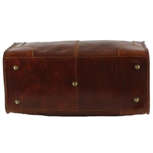 กระเป๋าเดินทางหนังแท้สไตล์วินเทจ กระเป๋าถือขนาดใหญ่สำหรับเดินทางช่วงสุดสัปดาห์  พร้อมซิปและฮาร์ดแวร์สีทอง - Product Image 6