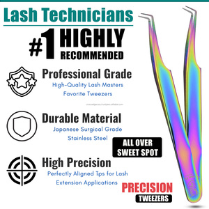 Meilleur ensemble de pinces professionnelles pour extensions de cils, pointe en fibre 90 °   Pince à cils pour volume, kit d'outils pour salon de beauté - Product Image 3