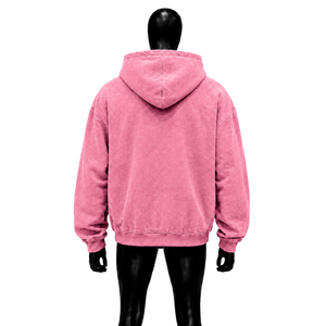 Sweat à capuche oversize rose zippé style urbain pour homme, en coton molletonné, avec imprimé Cash Talk et logo frontal, style automne, tendance - Product Image 2