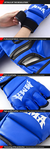 Gants de boxe MMA en cuir de vachette professionnel pour l'entraînement au kick-boxing avec logo et couleur personnalisés - Product Image 6