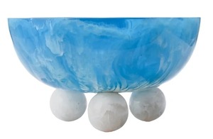 Frutero Moderno de Resina con Patrón de Mármol Azul Pulido, Ligero, con Base de Bola Blanca, Hecho a Mano, Decorativo - Product Image 6