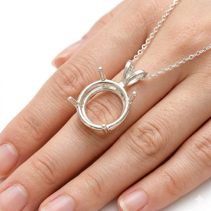 Bulk Order Supplier 925 Sterling Silver Round Blank Bezel Pendant Semi Mount For Stone Setting Bulk Silver <b>Settings</b> Manufacture - Product Image 3
