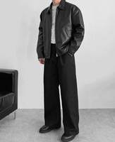 Veste en cuir noir véritable pour hommes, veste classique à fermeture éclair, manteau streetwear décontracté