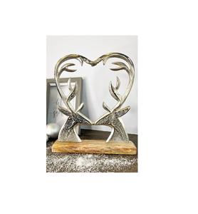 Centro de Mesa Navideño de Metal con Base de Madera, Adorno Festivo para Celebraciones - Product Image 1