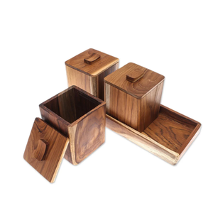 Premium Teak Wooden <b>Spice</b> <b>Box</b> Wooden Storage <b>Box</b> for Kitchen and Dining Use from Vietnam - Product Image 1