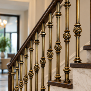 Barandilla de Bronce Trenzado con Pernos en Espiral para Hoteles de Lujo, Villas y Escaleras Clásicas - Product Image 2