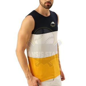 Débardeur sans manches pour homme, col rond, tricoté, imprimé par sublimation, respirant, décontracté, design jaune, blanc, noir - Product Image 3