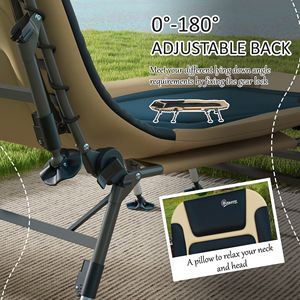 Lettino Pieghevole Deluxe con Capacità di 180 kg, Schienale Regolabile e Cuscino Imbottito per Campeggio - Product Image 4