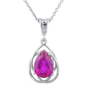 Collier en argent 925 avec pendentif goutte d'eau en rubis naturel, style vintage, pierre de naissance de juillet, certifié par un tiers, vente en gros - Product Image 2