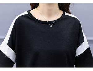 Ensemble de survêtement 2 pièces pour femme, noir uni, léger, sweat-shirt à manches longues et col rond, poches latérales, pantalon de jogging à taille élastique, décontracté - Product Image 4