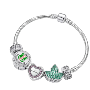   Pulsera con Dijes para Mujer, Elegante, en Rosa, Verde y Dorado, Joyería de Moda, Accesorio Elegante para la Muñeca - Product Image 1
