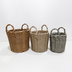 Cestas de mimbre de plástico respetuosas con el medio ambiente con estilo, acabado rústico multicolor para solución de almacenamiento - Product Image 2