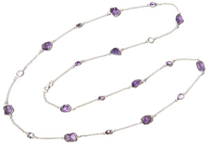 Emerald Cut Natural Amethyst <b>Statement</b> <b>Necklace</b> 925 Sterling Silver Handmade Snake Chain Trendy Style Women's Unisex Jewelry - Product Image 3
