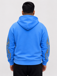 เสื้อฮู้ดซิปสีน้ำเงินสำหรับผู้ชาย ทรงโอเวอร์ไซส์ สไตล์สตรีทแวร์ พิมพ์ลาย DTG แขนยาวทรงปกติ ผ้าเฟรนช์เทอร์รี่ถัก เหมาะสำหรับฤดูใบไม้ร่วง - Product Image 6