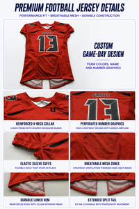 Ensemble d'uniformes de football américain personnalisés, jersey d'équipe en polyester et spandex, imprimé en 3D, séchage rapide, respirant, manches courtes, nom personnalisé - Product Image 5