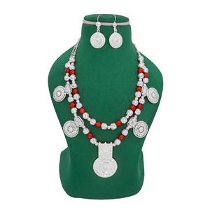 Oman Special Designer High <b>Silver</b> <b>Plated</b> Necklace for Women Indian Exclusive Designs Omani Vintage Beads Necklace <b>Silver</b> Ethnic - Product Image 2
