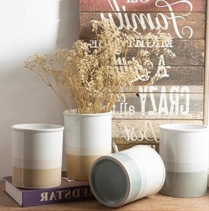 Porte-ustensiles en céramique grès minimaliste, glaçure bicolore, cuisson à haute température, corps épais, durable, résistant à la chaleur, organisateur de comptoir de cuisine - Product Image 5