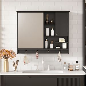 Armadietto da Bagno a Parete da 36 Pollici con Anta a Specchio Regolabile, Armadietto Portamedicinali - Product Image 1