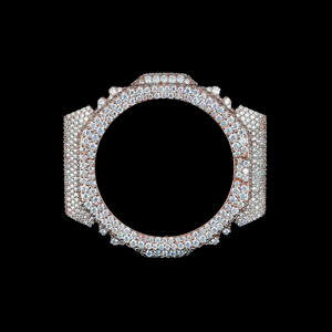 Lunette de montre en acier inoxydable or rose, écologique, sertie de diamants, personnalisable, cadre de remplacement, accessoire de luxe pour montre, bijou - Product Image 1
