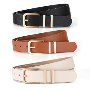 Cinturones de Cuero PU de Diseño Moderno de 2.5CM de Ancho en Color Marrón y Negro para Vestidos y Trajes de Mujer - Product Image 1