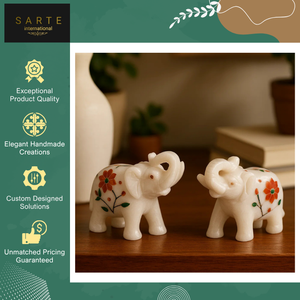 Luxury Home <b>Decor</b> Indoor Cemetery Customized Handcrafted Tiny Marble <b>Elephant</b> Statue with Inlay Work for Living Room <b>Decor</b> - Product Image 2